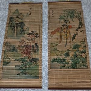 ✨Vintage hand painted bamboo scrolls✨